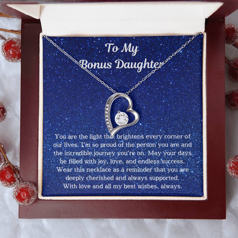 Bonus Daughter Jewelry Gift – Meaningful Necklace with Heartfelt Message | Unique Gift for Stepdaughter, Birthday & Special Occasions