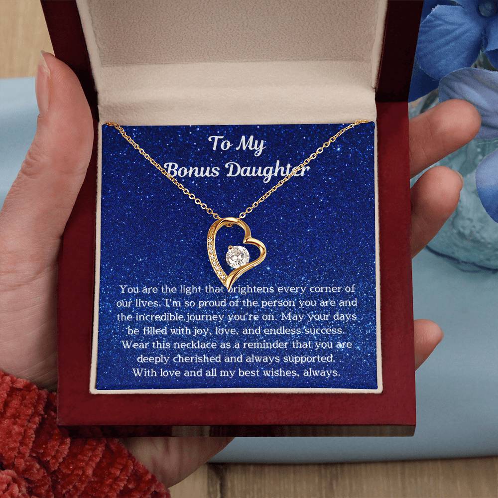 Bonus Daughter Jewelry Gift – Meaningful Necklace with Heartfelt Message | Unique Gift for Stepdaughter, Birthday & Special Occasions