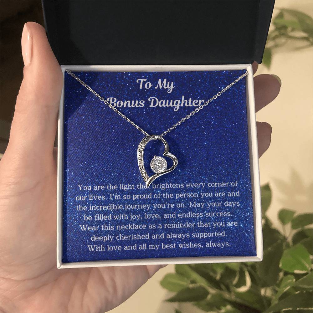 Bonus Daughter Jewelry Gift – Meaningful Necklace with Heartfelt Message | Unique Gift for Stepdaughter, Birthday & Special Occasions