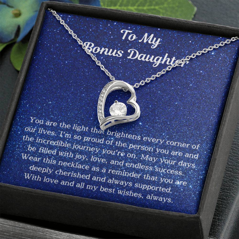 Bonus Daughter Jewelry Gift – Meaningful Necklace with Heartfelt Message | Unique Gift for Stepdaughter, Birthday & Special Occasions