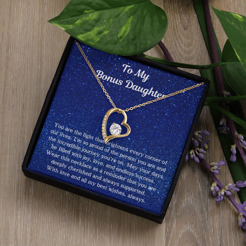 Bonus Daughter Jewelry Gift – Meaningful Necklace with Heartfelt Message | Unique Gift for Stepdaughter, Birthday & Special Occasions